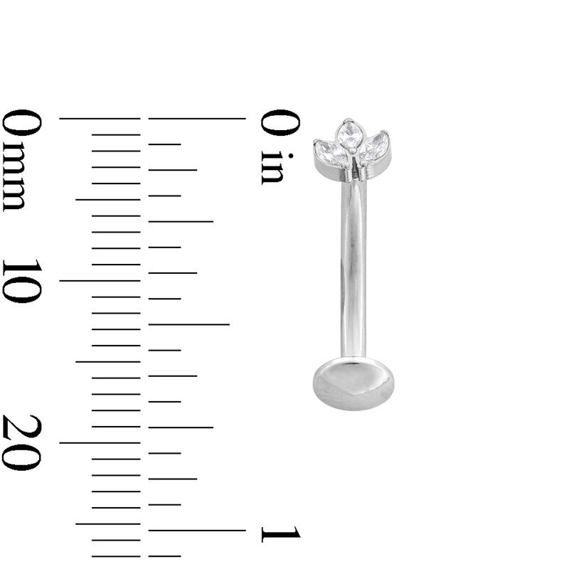 Stainless Steel CZ Marquise Floating Belly Button Ring - 14G 7/16"