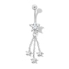 Thumbnail Image 1 of Stainless Steel CZ Star Chains Dangle Belly Ring - 14G 7/16"