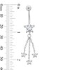 Thumbnail Image 2 of Stainless Steel CZ Star Chains Dangle Belly Ring - 14G 7/16"