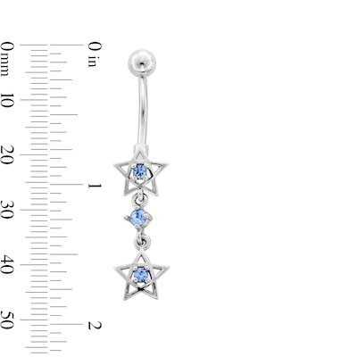 Stainless Steel Blue CZ Star Dangle Belly Ring - 14G 7/16"