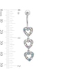 Thumbnail Image 2 of Stainless Steel Iridescent CZ Triple Heart Belly  Ring - 14G 7/16"