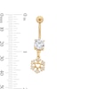 Thumbnail Image 2 of Yellow Ion Plated CZ Snowflake Dangle Belly Ring - 14G 7/16"