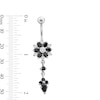 Thumbnail Image 2 of Stainless Steel Black CZ Flower Dangle Belly Ring - 14G 7/16"