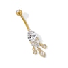 Thumbnail Image 1 of ​​​​​​​Yellow Ion Plated CZ Oval Dangle Belly Ring - 14G 7/16"