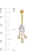 Thumbnail Image 2 of ​​​​​​​Yellow Ion Plated CZ Oval Dangle Belly Ring - 14G 7/16"