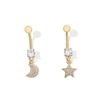 Thumbnail Image 1 of Yellow Ion Plated CZ and Simulated Crystal Star and Moon Belly Ring Set - 14G 7/16"