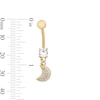 Thumbnail Image 3 of Yellow Ion Plated CZ and Simulated Crystal Star and Moon Belly Ring Set - 14G 7/16"