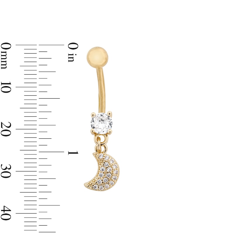 Main Image 3 of Yellow Ion Plated CZ and Simulated Crystal Star and Moon Belly Ring Set - 14G 7/16"