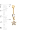 Thumbnail Image 4 of Yellow Ion Plated CZ and Simulated Crystal Star and Moon Belly Ring Set - 14G 7/16"