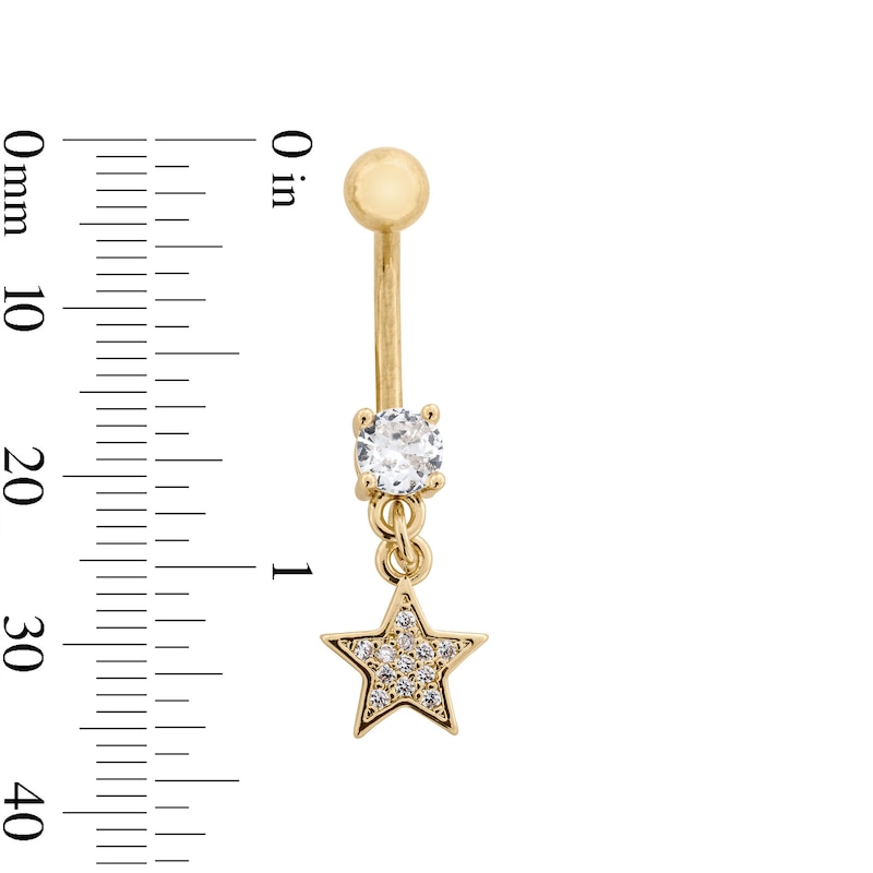 Main Image 4 of Yellow Ion Plated CZ and Simulated Crystal Star and Moon Belly Ring Set - 14G 7/16"