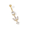 Thumbnail Image 1 of Yellow Ion Plated CZ Round and Marquise Dangle Belly Ring - 14G 3/8"