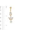 Thumbnail Image 2 of Yellow Ion Plated CZ Round and Marquise Dangle Belly Ring - 14G 3/8"