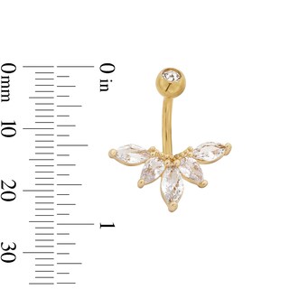 Yellow Ion Plated CZ Marquise, Pear, and Round Belly Ring - 14G 7/16"