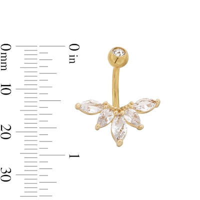 Yellow Ion Plated CZ Marquise, Pear, and Round Belly Ring - 14G 7/16"