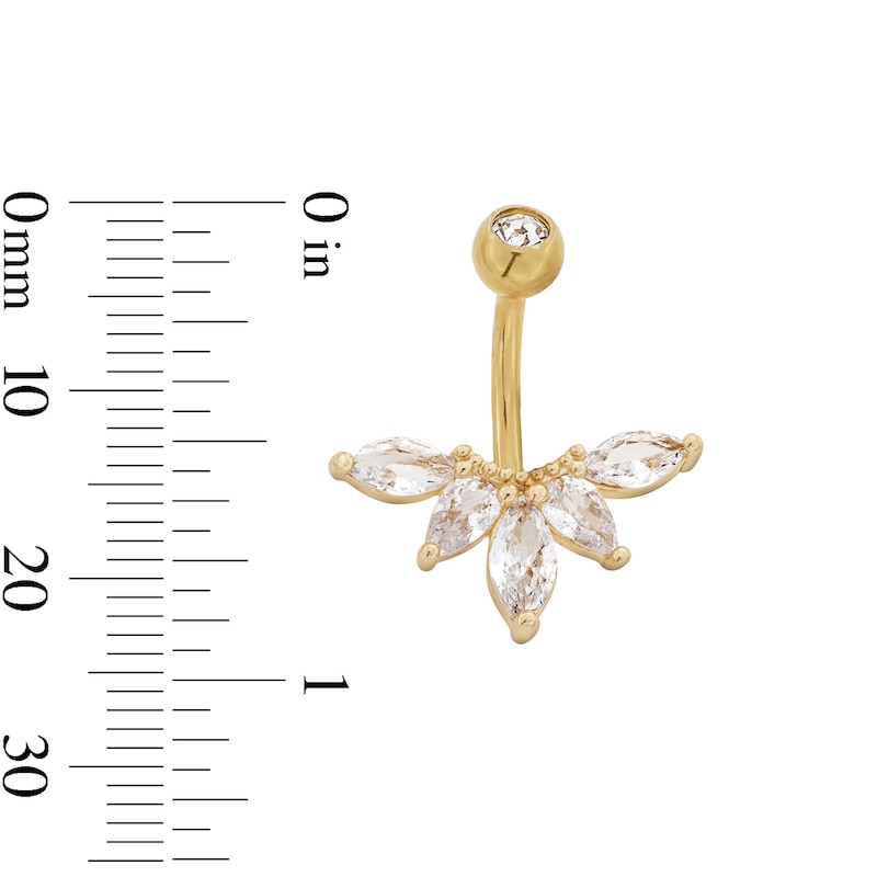 Main Image 2 of Yellow Ion Plated CZ Marquise, Pear, and Round Belly Ring - 14G 7/16"