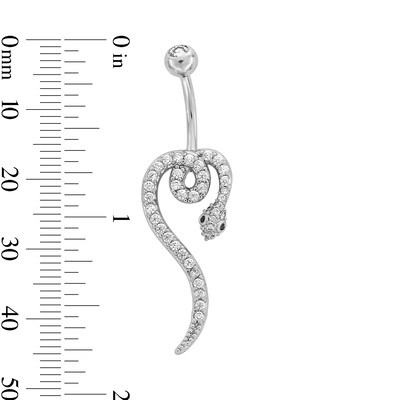 Stainless Steel CZ Snake Belly Ring - 14G 7/16"