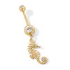 Yellow Ion Plated Glass Stone Seahorse Dangle Belly Ring - 14G 3/8"