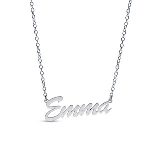 Sterling Silver Small Script Name Rolo Necklace - 16"