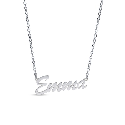 Sterling Silver Small Script Name Rolo Necklace - 16"