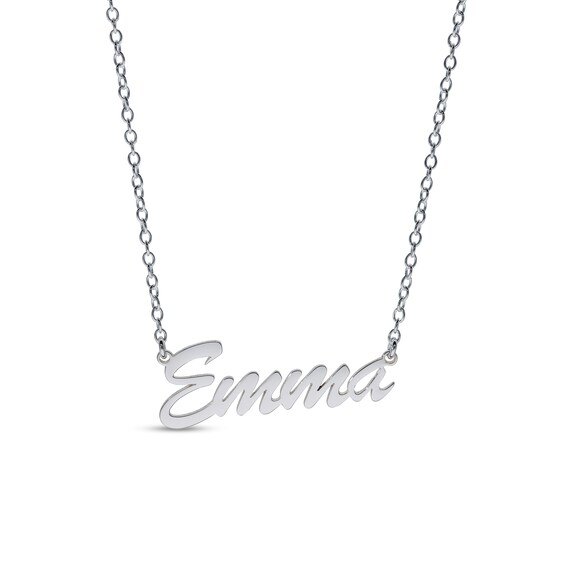 Sterling Silver Small Script Name Rolo Necklace - 16"