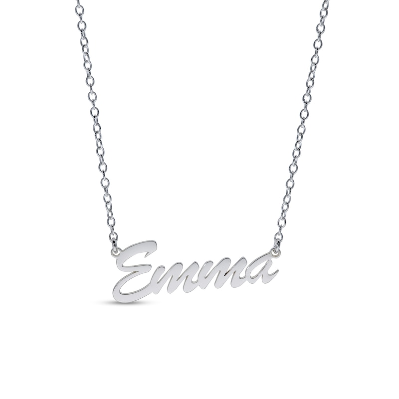 Sterling Silver Small Script Name Rolo Necklace - 16"