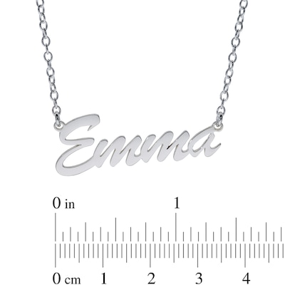 Sterling Silver Small Script Name Rolo Necklace - 16"