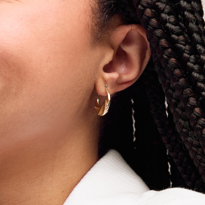Main Image 2 of 10K Hollow Gold Thick Swirl Hoops