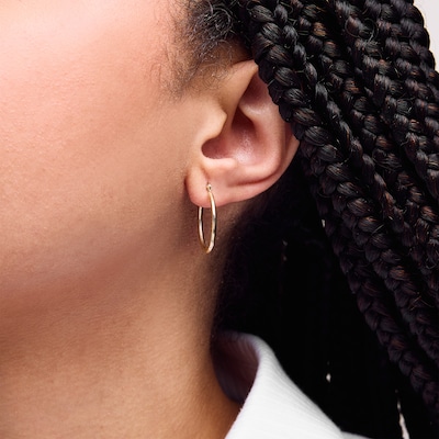 10K Hollow Gold Diamond-Cut Oval Hoops