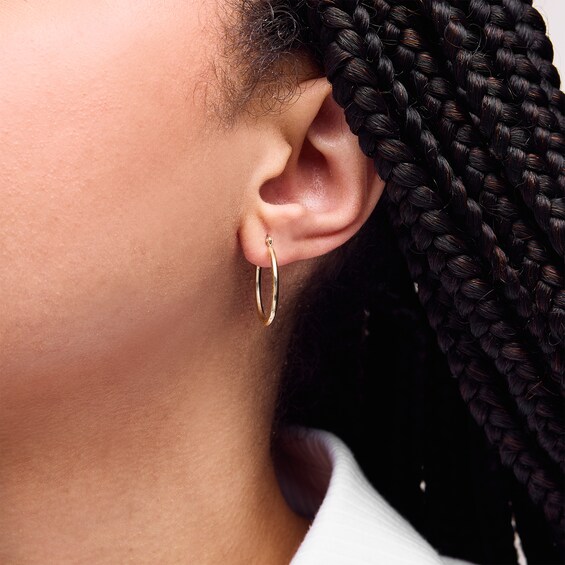 10K Hollow Gold Diamond-Cut Oval Hoops