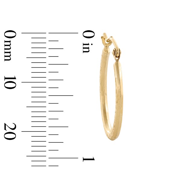 10K Hollow Gold Diamond-Cut Oval Hoops