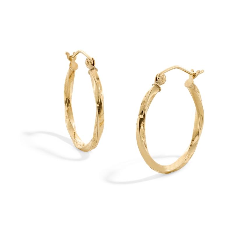 Main Image 1 of 10K Hollow Gold Twisted Hoops