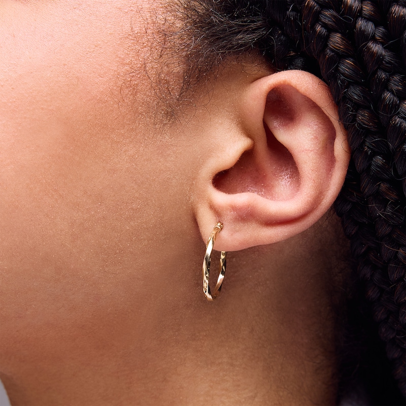 Main Image 2 of 10K Hollow Gold Twisted Hoops