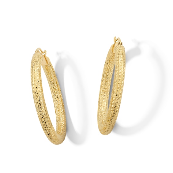 10K Hollow Gold Diamond-Cut Hoops