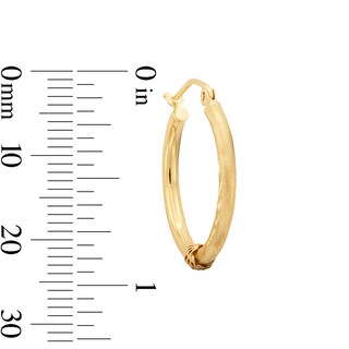 10K Hollow Gold Half Diamond-Cut Hoops