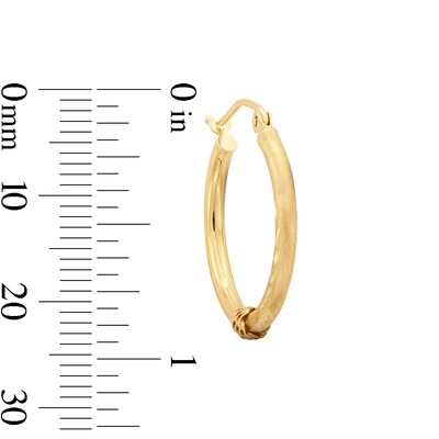 10K Hollow Gold Half Diamond-Cut Hoops