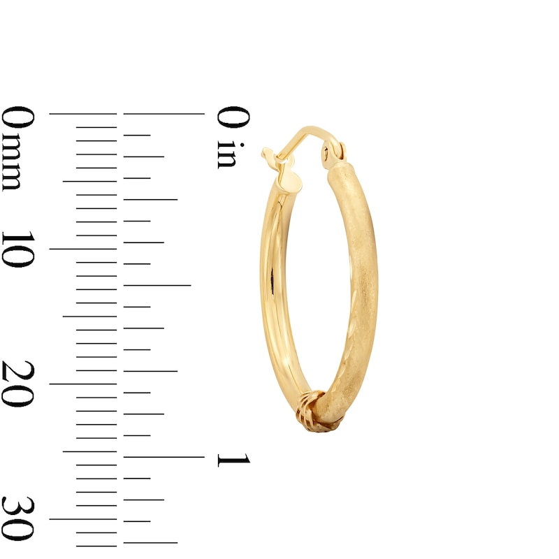 Main Image 2 of 10K Hollow Gold Half Diamond-Cut Hoops