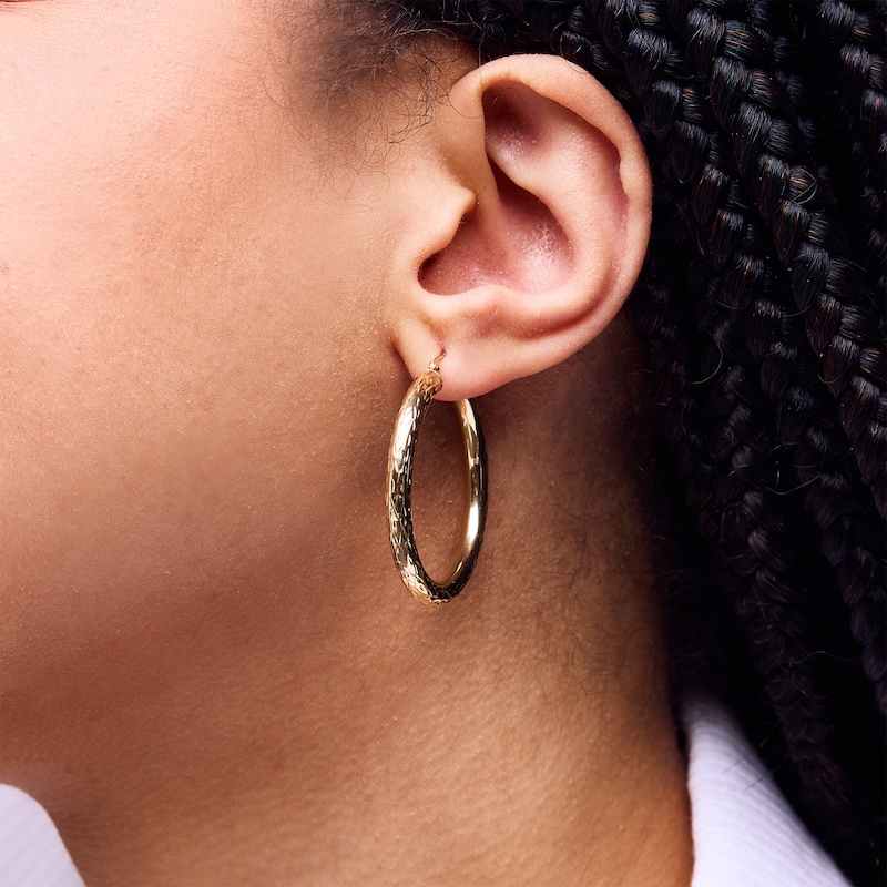 Main Image 2 of 10K Hollow Gold Diamond-Cut X Hoops