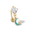 Thumbnail Image 1 of Yellow Ion Plated CZ and Enamel Moon Belly Ring - 14G 7/16"