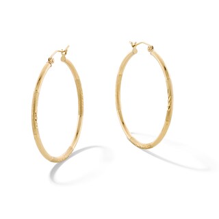 10K Hollow Gold Diamond-Cut Hoops