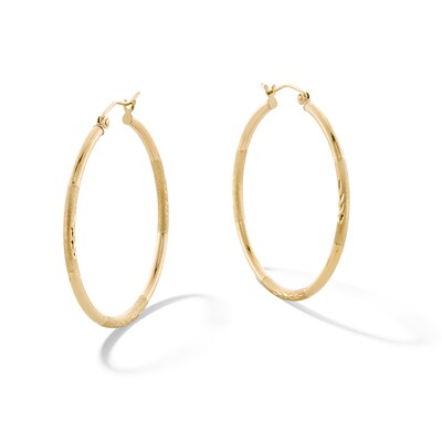 10K Hollow Gold Diamond-Cut Hoops