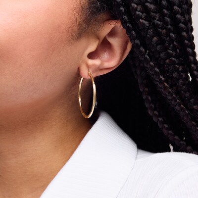 10K Hollow Gold Diamond-Cut Hoops