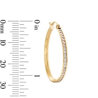 10K Semi-Solid Gold CZ Channel Set Hoops
