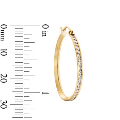 10K Semi-Solid Gold CZ Channel Set Hoops