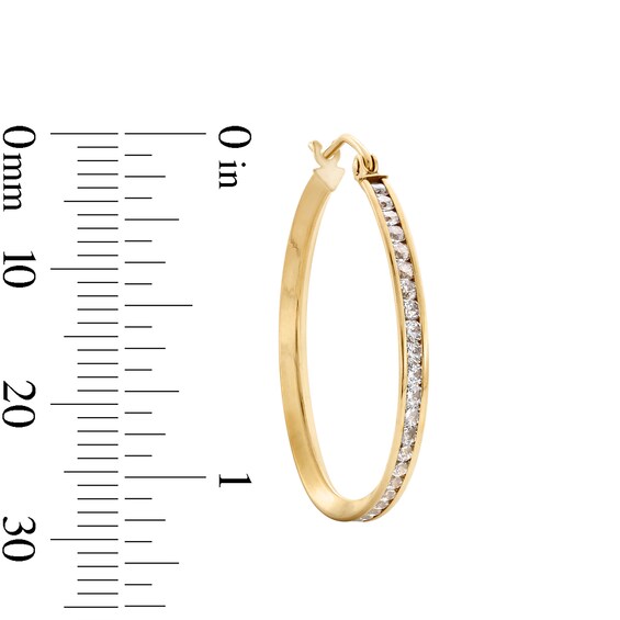10K Semi-Solid Gold CZ Channel Set Hoops