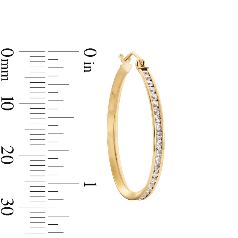 Main Image 3 of 10K Semi-Solid Gold CZ Channel Set Hoops