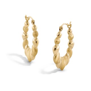 10K Hollow Gold Puffed Heart Hoops