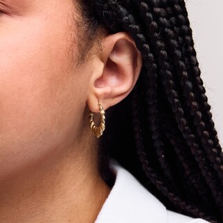10K Hollow Gold Puffed Heart Hoops