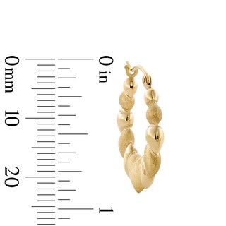 10K Hollow Gold Puffed Heart Hoops
