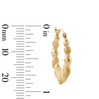 10K Hollow Gold Puffed Heart Hoops