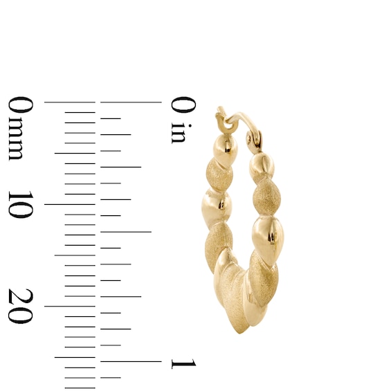 10K Hollow Gold Puffed Heart Hoops